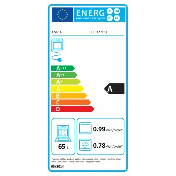 Amica EHC12713E Einbauherd-Set mit Ceran-Kochfeld, 65 Liter, 8 Funktionen, Energieklasse A, Edelstahl