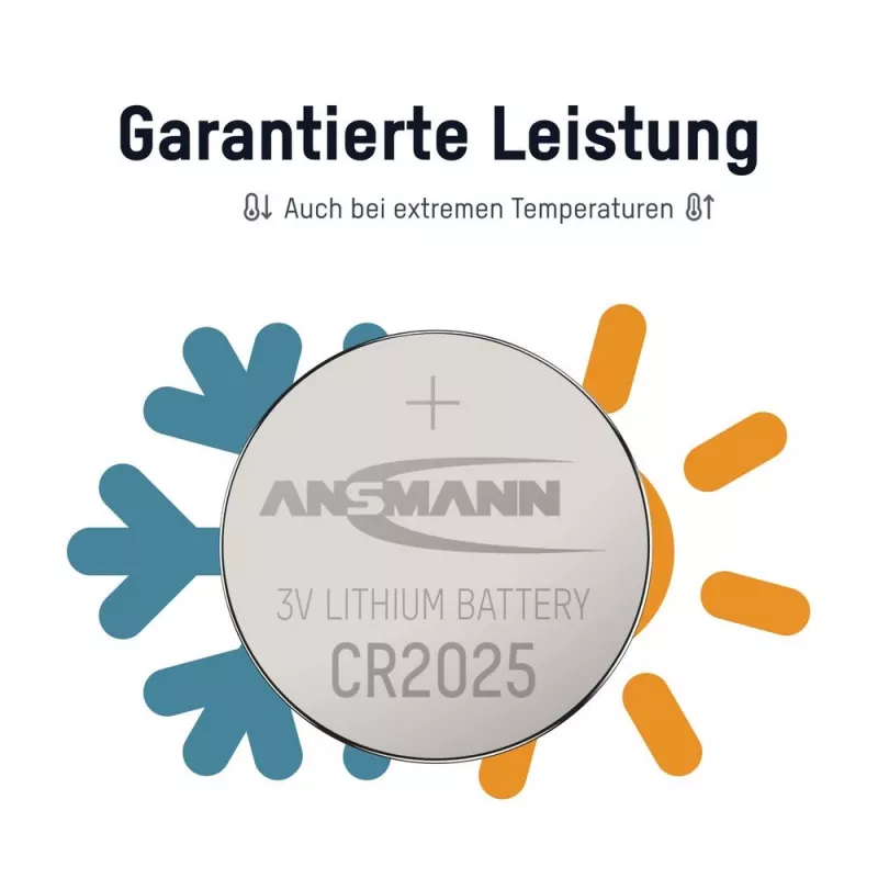 ANSMANN CR2025 Lithium-Knopfzelle Batterie, 3V, 160mAh, 1er-Pack Blister