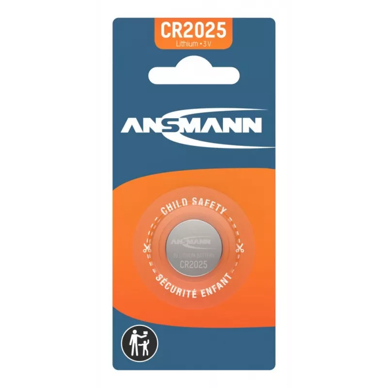 ANSMANN CR2025 Lithium-Knopfzelle Batterie, 3V, 160mAh, 1er-Pack Blister