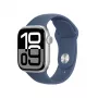 Apple Watch 10 LTE 42mm Alu, silver (QLA) – GPS + Cellular Smartwatch mit silbernem Aluminiumgehäuse und Storm Blue Sport Band