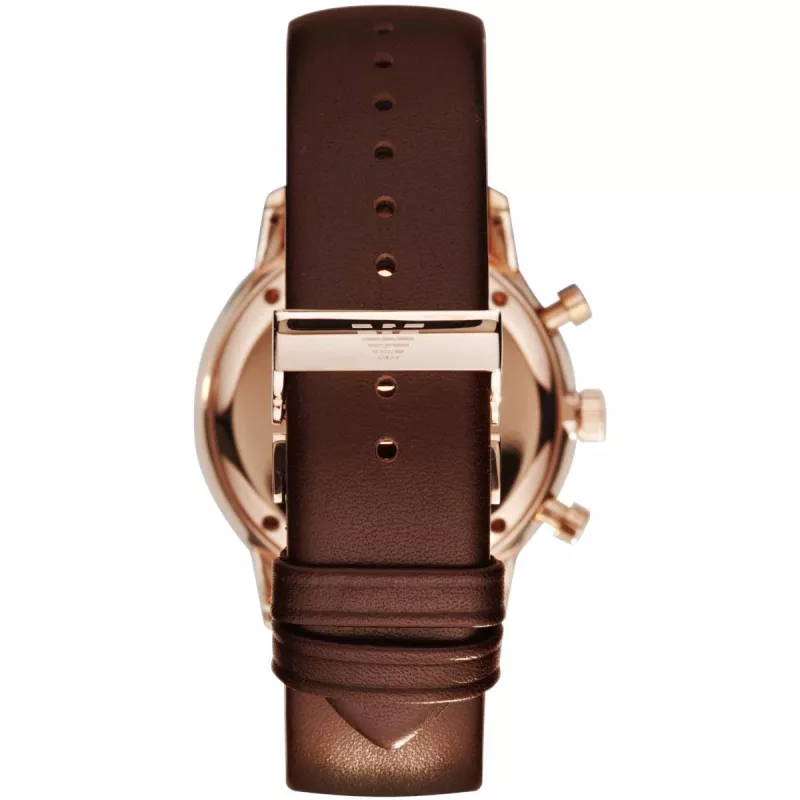 ARMANI AR0387 Herren Quarz-Chronograph Uhr 42mm Schwarzes Zifferblatt Lederarmband