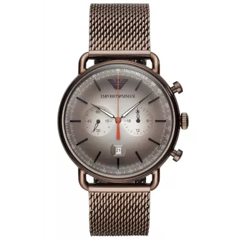 ARMANI AR11169 Herren-Chronograph Uhr 43 mm Schwarzes Zifferblatt Lederarmband
