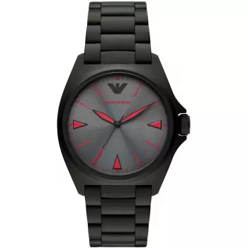 ARMANI AR11393 Herren Quarz Analoguhr 40mm Edelstahlgehäuse Schwarzes Lederarmband
