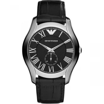 ARMANI AR1703 Herren Quarz-Chronograph Uhr 43mm Schwarzes Zifferblatt Lederarmband