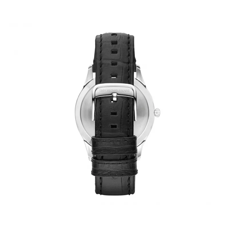 ARMANI AR1865 Herren Quarz-Chronograph Uhr 43mm Schwarzes Zifferblatt Lederarmband