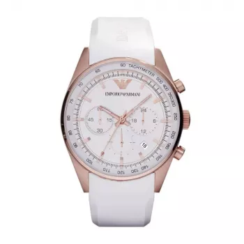 ARMANI AR5979 Unisex Quarz-Chronograph Uhr 43mm Edelstahl Schwarzes Zifferblatt