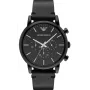 Armani Renato Herren-Chronograph Uhr AR1918 46mm Schwarzes Zifferblatt Lederarmband