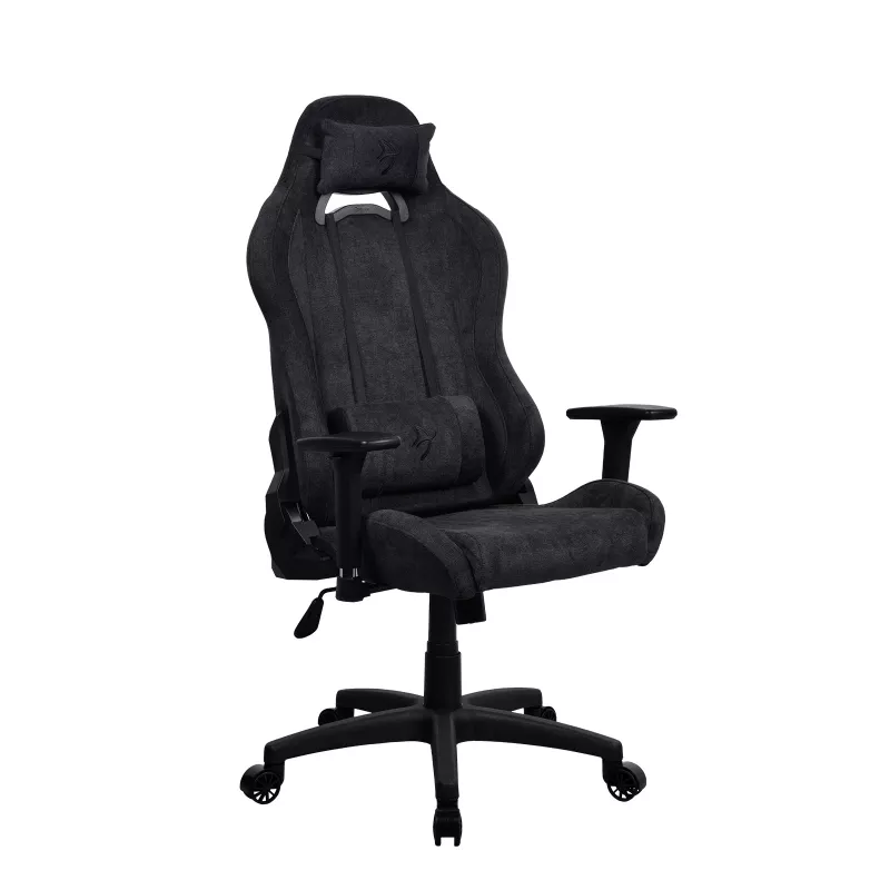 Arozzi Torretta Soft Fabric Gaming-Stuhl – Reinschwarz, Metallrahmen, Klasse 4 Gasfeder, 3D-Armlehnen