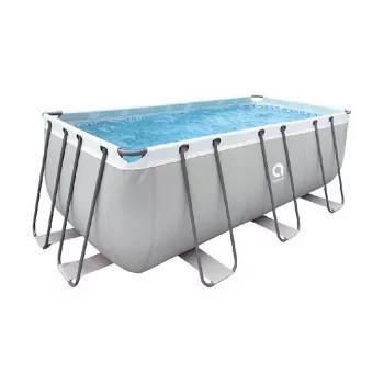 AVENLI Grauer Rechteckiger Rahmenpool 400x207x122 cm mit Filterpumpe, Leiter, Abdeckung