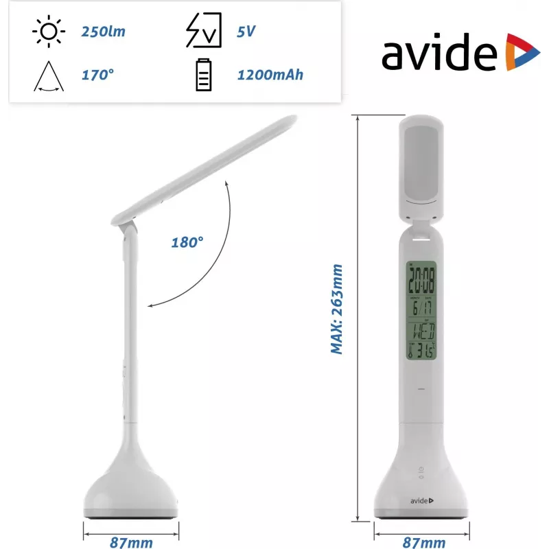 Avide LED-Schreibtischlampe RGB Kalender Weiß 4W 250lm