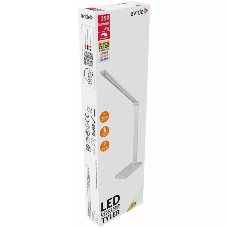 Avide LED-Tischlampe Tyler Weiß 6W 250lm