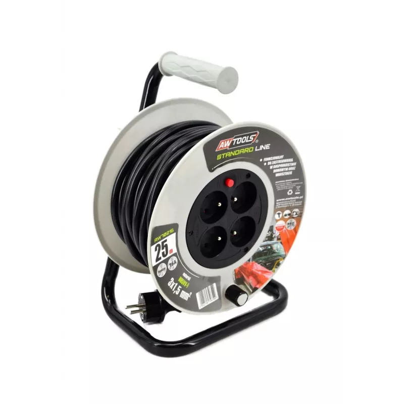 AWTOOLS AW70217 Verlängerungskabel 25m 4 Steckdosen IP44 3680W