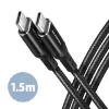 AXAGON BUCM-CM15AB USB-C-auf-USB-C-2.0-Kabel, 1,5 m, PD 60 W, 3 A, geflochten – Schwarz