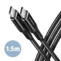 AXAGON BUCM-CM15AB USB-C-auf-USB-C-2.0-Kabel, 1,5 m, PD 60 W, 3 A, geflochten – Schwarz