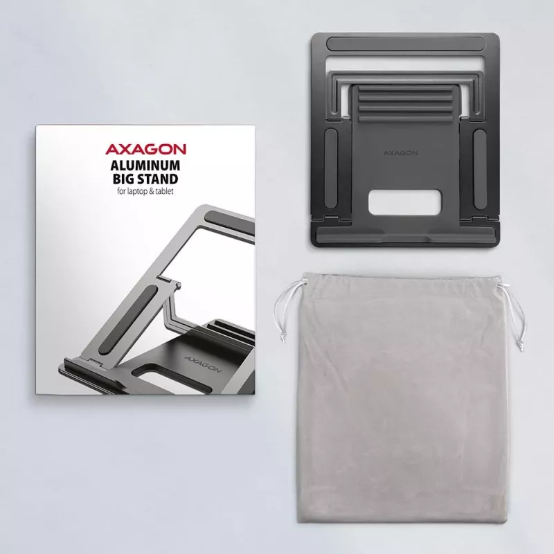 AXAGON STND-L Notebook-Ständer 10-16 Zoll Aluminium klappbar höhenverstellbar Silber