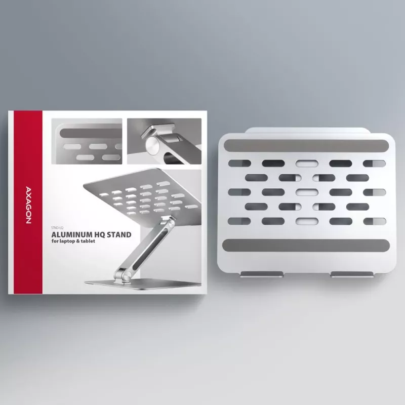 AXAGON STND-LQ Aluminium Notebook-Ständer für 10-16 inch Laptops, Silber