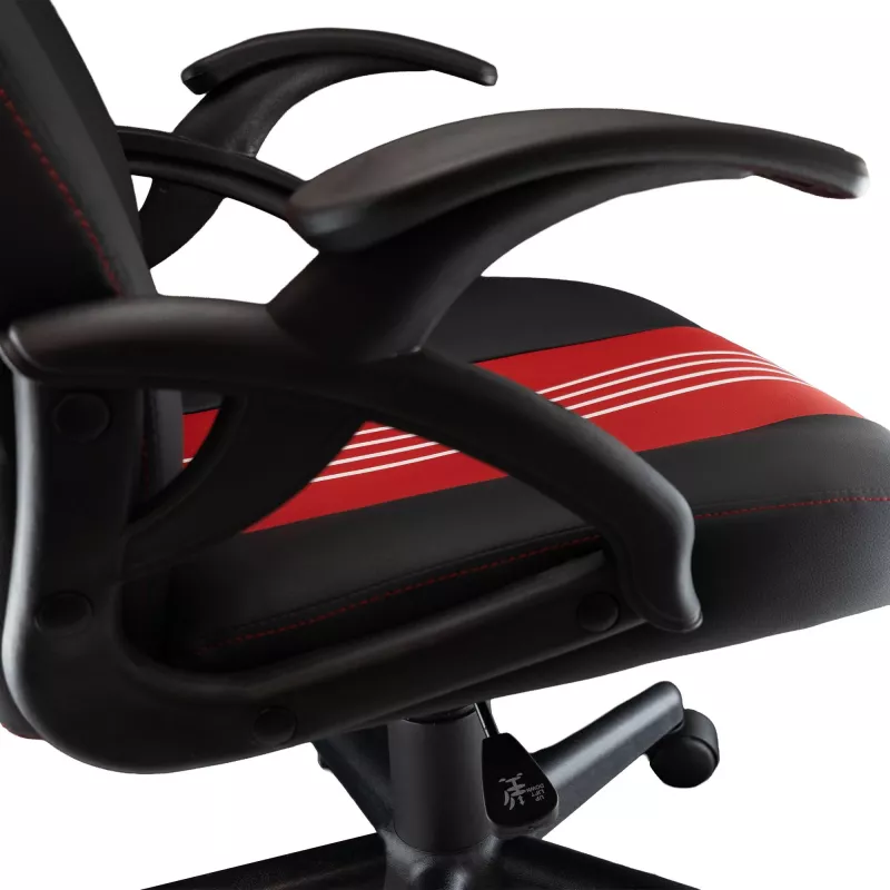 Baracuda ABALONE-B/R Gaming Chair Black/Red – Ergonomisches PU-Leder, 2D-Armlehnen, Gaslift Klasse 4