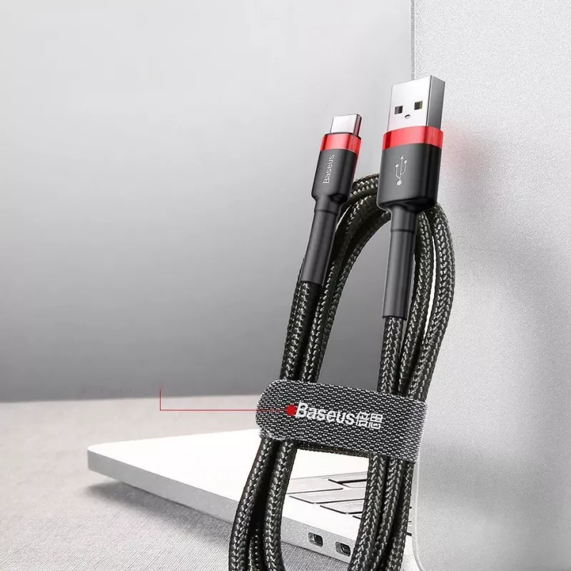 Baseus Cafule Kabel Robustes Nylon-Geflecht USB-A auf USB-C QC3.0 2A 3M Rot (CATKLF-U09)