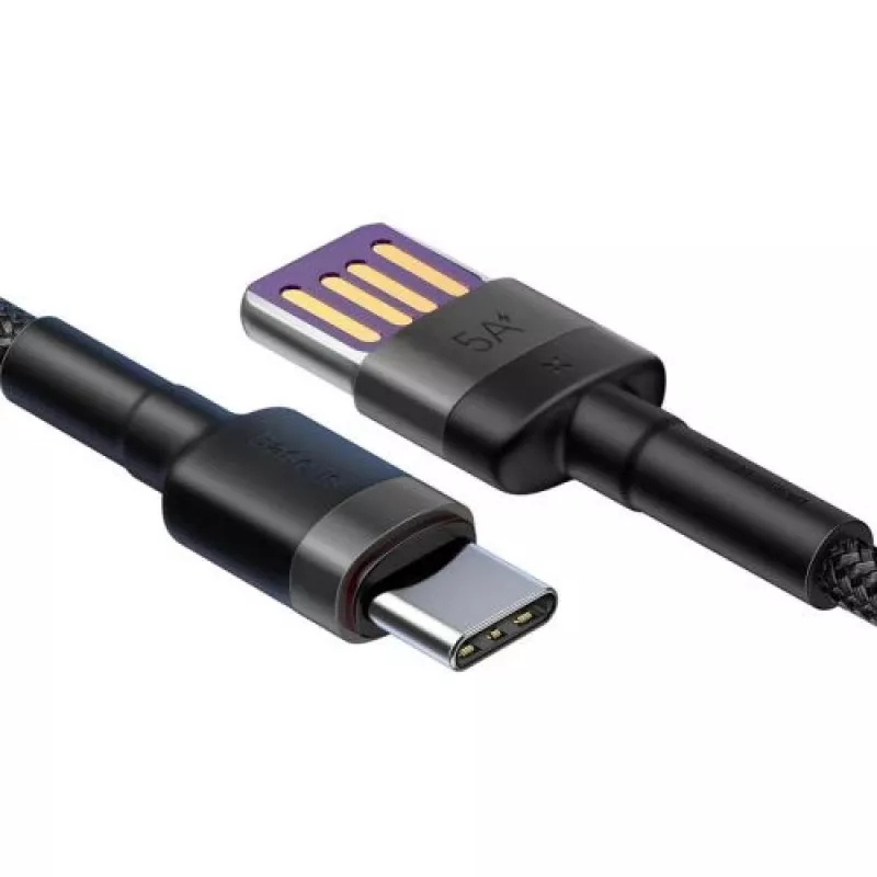 Baseus Cafule SuperCharge USB-A auf USB-C Kabel, 40W, 5A, QC 3.0, 1 m, Schwarz/Grau