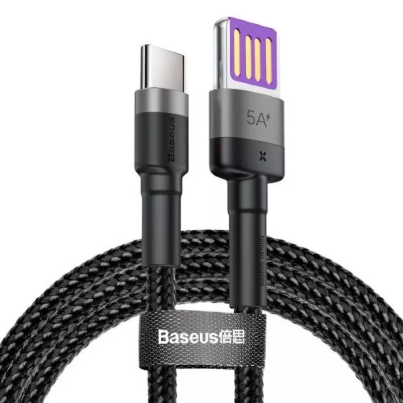 Baseus Cafule SuperCharge USB-A auf USB-C Kabel, 40W, 5A, QC 3.0, 1 m, Schwarz/Grau