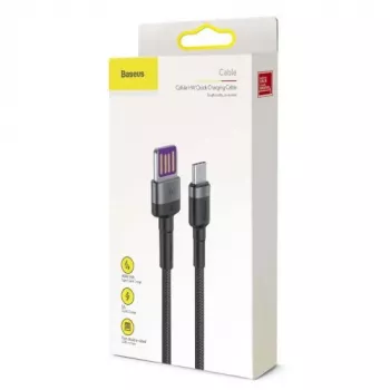 Baseus Cafule SuperCharge USB-A auf USB-C Kabel, 40W, 5A, QC 3.0, 1 m, Schwarz/Grau