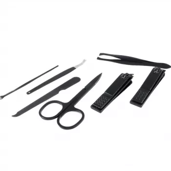 Basic Nature Studio Maniküre-Set 5-teilig, Edelstahl-Werkzeuge, Faltetui aus PU-Leder