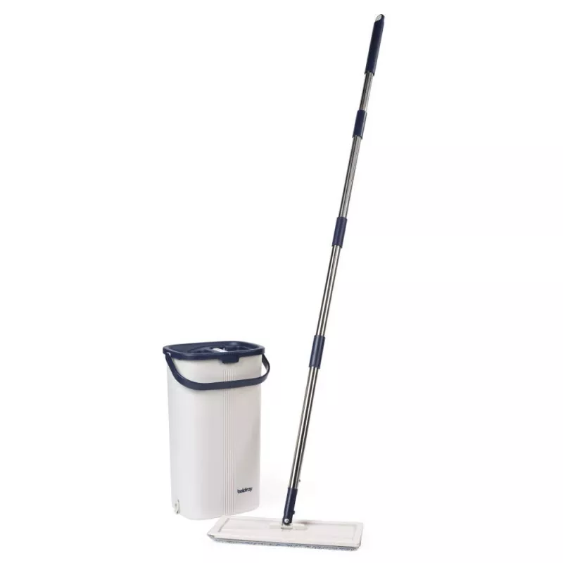 Beldray LA00000008EU7 Flachmopp- und Eimerset – Grau/Blau, 5L selbstauswringend, Teleskopstiel, Mikrofaser