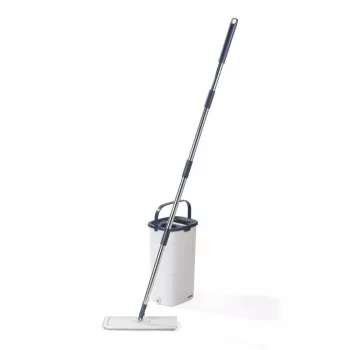 Beldray LA00000008EU7 Flachmopp- und Eimerset – Grau/Blau, 5L selbstauswringend, Teleskopstiel, Mikrofaser