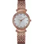 BELLEVUE Woman D50 32mm Quarz Analoguhr silbernes Zifferblatt schwarzes Lederarmband