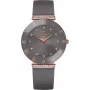BELLEVUE Woman E112 Quarz-Analoguhr 25mm silbernes Zifferblatt schwarzes Lederarmband