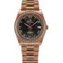 BELLEVUE Woman I25 35mm Quarz-Analoguhr Edelstahlgehäuse silbernes Zifferblatt schwarzes Lederarmband