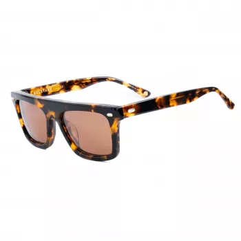 Belstaff Randford S153 Unisex-Sonnenbrille - Schwarzer Acetatrahmen, graue Polycarbonatgläser, 52 mm