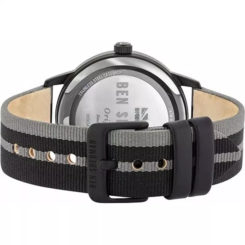 Ben Sherman Herren WB042BE Analog Quarzuhr 43mm Blaues Zifferblatt Braunes Lederarmband