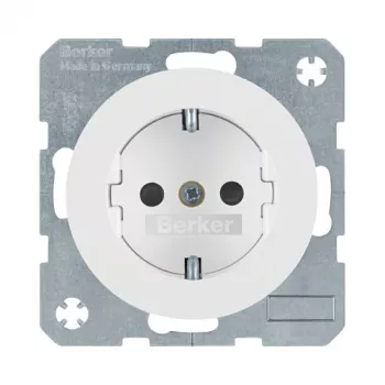 Berker 47232089 SCHUKO-Steckdose (Typ F), Polarweiß glänzend, 16 A 250 V, Unterputz, für R.1/R.3/R.7-Serien