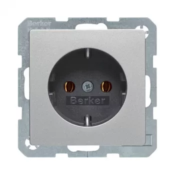 Berker 47436084 SCHUKO-Steckdose (Typ F) Q.1/Q.3 Aluminium Velvet 16A