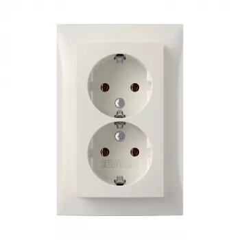 Berker S.1 Doppelsteckdose SCHUKO, 16A 250V, Polarweiß glänzend mit Abdeckung