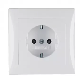Berker S.1 SCHUKO Steckdose mit Abdeckung, Polarweiß (Typ F, 16 A, 250 V, Unterputz)