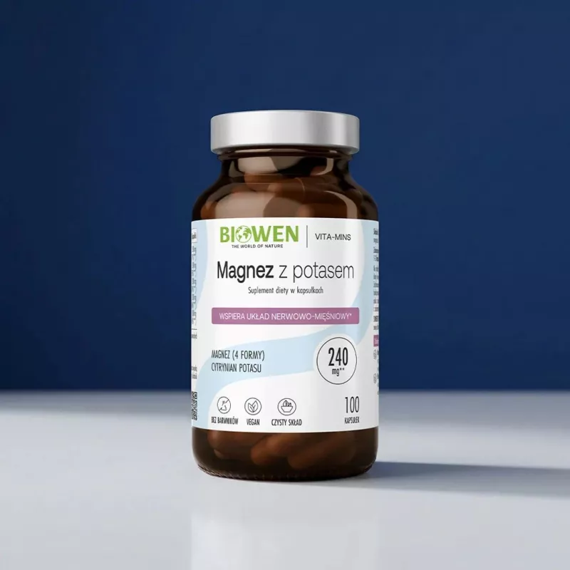 BIOWEN Magnesium 4x mit Kalium, Nahrungsergänzungsmittel, 100 Kapseln