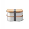 black+blum Oval Box 0,5 L Vorratsbehälter mit Bambusdeckel und Edelstahlbasis