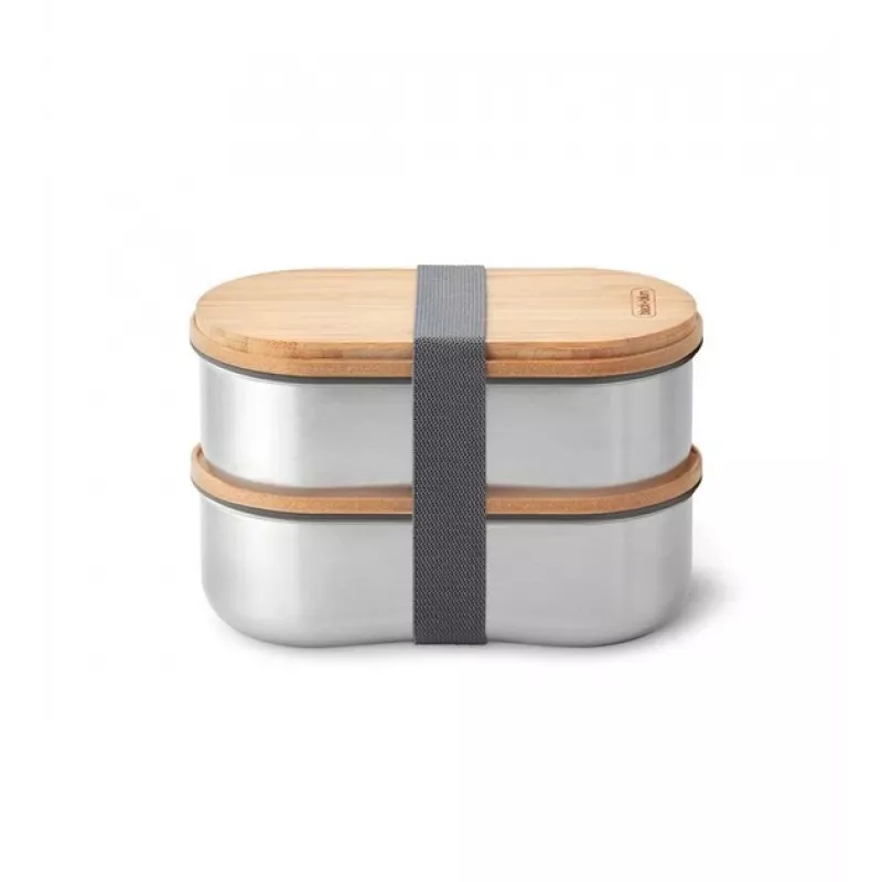 black+blum Oval Box 0,5 L Vorratsbehälter mit Bambusdeckel und Edelstahlbasis