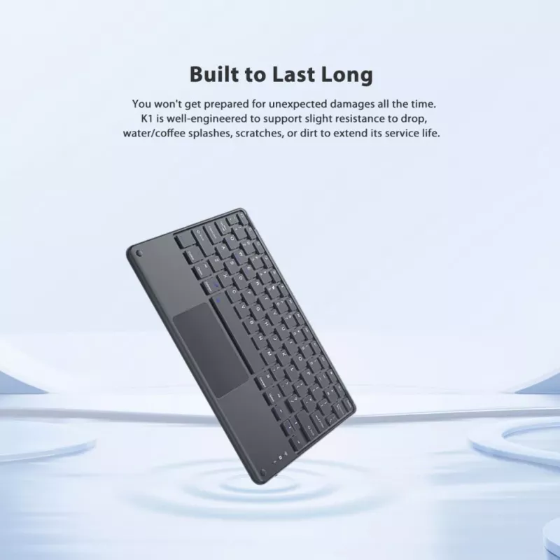 Blackview K1 Bluetooth Keyboard Wireless Ultra Slim 10 inch – 280mAh Akku, Bluetooth 3.0, Kompatibel mit Windows / Android / iOS, Schwarz Grau