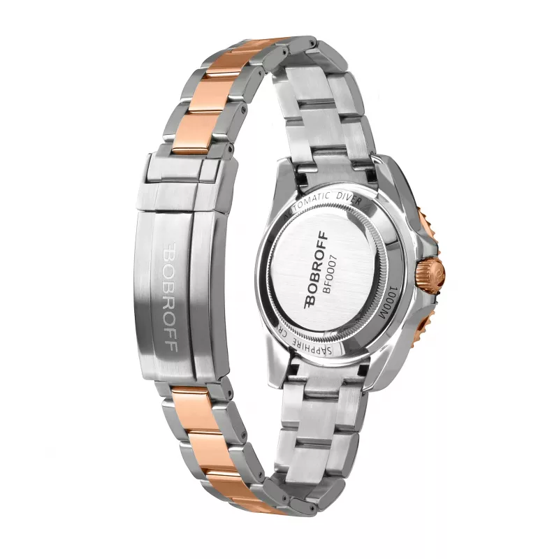 BOBROFF BF0007 Unisex Quarz Analog Uhr 41mm Edelstahlgehäuse Schwarzes Zifferblatt Lederarmband