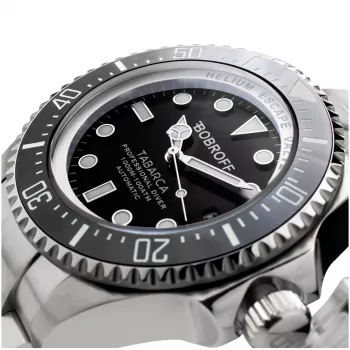 BOBROFF BF001 Herren Analog Quarzuhr 44mm Schwarzes Lederarmband