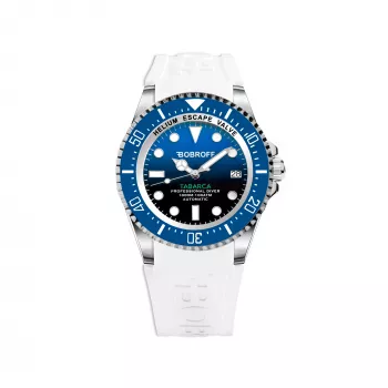 BOBROFF MAN BF0003baBFSTB 42mm Quarz-Analoguhr mit schwarzem Zifferblatt und Lederarmband