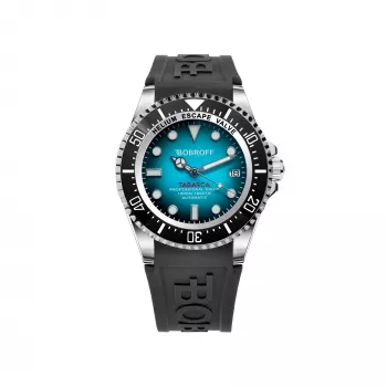 BOBROFF MAN BF0009-BFSTN Analog-Quarzuhr 44mm Edelstahlgehäuse schwarzes Zifferblatt Lederarmband