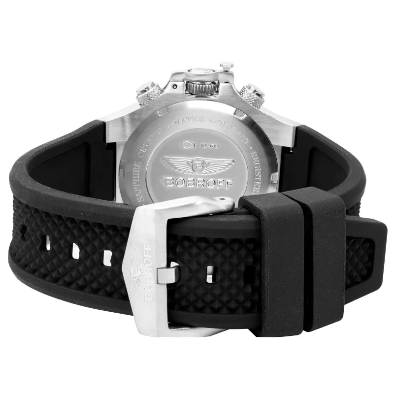 BOBROFF MAN BF1002M20 Analog-Quarz-Uhr 43mm Schwarzes Zifferblatt Lederarmband