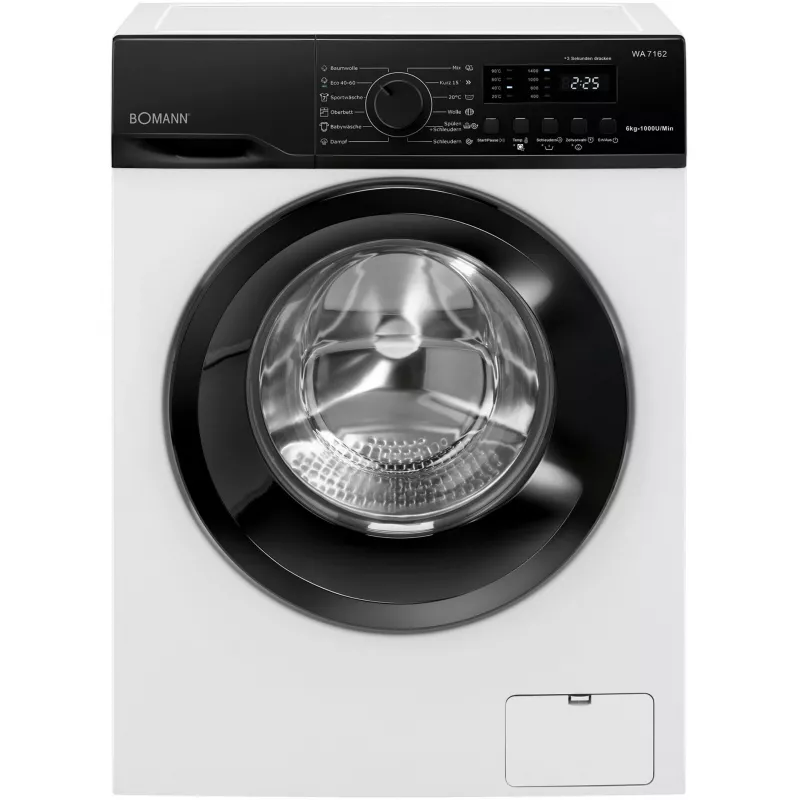 BOMANN WA 7162 Frontlader-Waschmaschine, 7 kg, 1400 U/min, Weiß/Schwarz