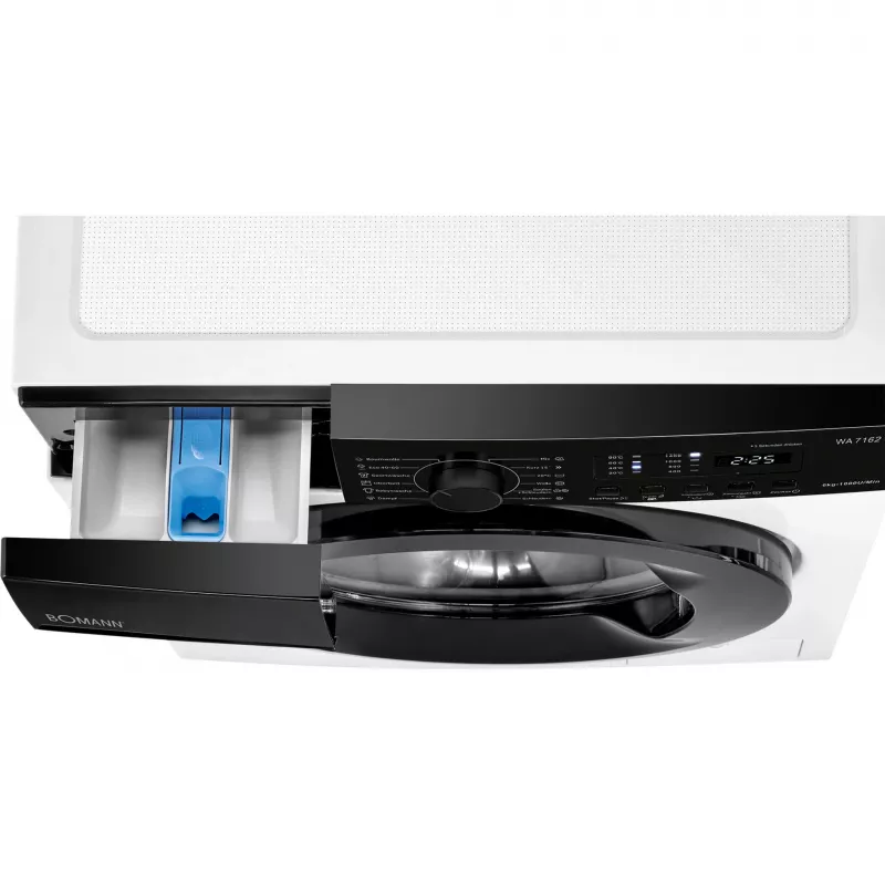 BOMANN WA 7162 Frontlader-Waschmaschine, 7 kg, 1400 U/min, Weiß/Schwarz