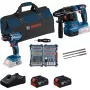 Bosch 18V Professional Set Bohrhammer GBH 18V-22 + Bohrmaschine GSR 18V-45 - (blau/schwarz, 2x Li-Ion Akku 4.0Ah, Hammerbohrer und Bit-Set, Werkzeugtasche) (0615V0003D)