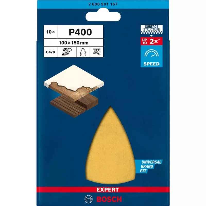 Bosch EXPERT C470 Schleifblatt 100x150mm Körnung 400 (10er-Pack) 2608901167